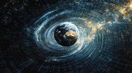 Wall Mural - cosmic spiral journey of earth through space digital art stellar environment wide-angle view science