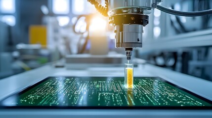 Aufkleber - Closeup view of liquid crystal material being injected into the inner components of an LCD Liquid Crystal Display screen