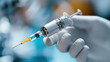 © K.V - close up of robotic syringe held by gloved hand, showcasing advanced medical technology. syringe is designed for precise administration, highlighting innovation in healthcare