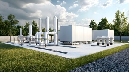 Leinwandbilder - depicting a geothermal heating and cooling pipeline system showcasing the industrial infrastructure and equipment used for sustainable energy distribution and storage
