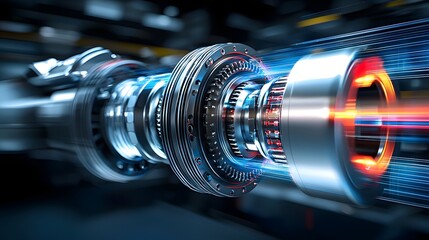 Poster - Detailed Close up View of a Turbocharger Mechanism Showcasing Rapid Spinning and Dynamic Motion Blur Effect Representing the Powerful Engineering and Efficiency of Automotive Technology