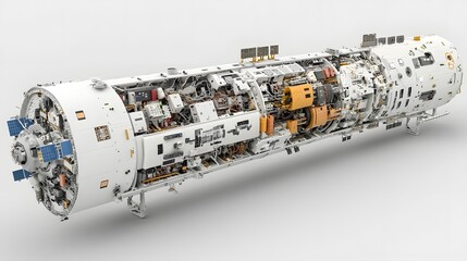 Fototapete - Detailed cross section showcasing the intricate internal communication systems  engineering components  and machinery within a satellite