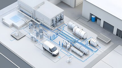 Poster - Detailed schematic diagram showcasing the components and layout of a comprehensive rainwater harvesting and greywater recycling system for sustainable water management in residential