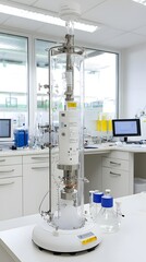 Poster - Detailed view of a liquid nitrogen cooling system used in a scientific research laboratory setting for various experiments and analysis processes