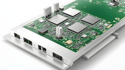 Poster - Detailed view of an advanced MicroLED display production line showcasing the intricate circuit printing process and cutting edge manufacturing techniques used to create these high tech displays