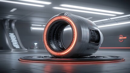 Fototapete - Futuristic 3D render showcasing an advanced high tech cooling system designed for high performance vehicles  The compact