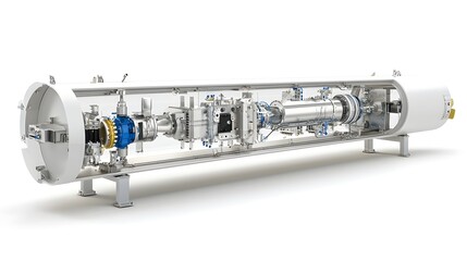 Fototapete - Highly detailed and labeled schematic diagram showing the internal components and workings of a hydrogen fuel cell vehicle s electric propulsion system