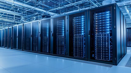 Leinwandbilder - photo showcasing the complex cooling system used in modern data centers to prevent overheating of critical IT infrastructure and server hardware
