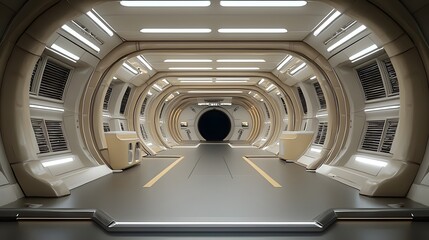 Leinwandbilder - Sleek and futuristic underground tunnel with a modern symmetrical design and dynamic lighting creating a captivating industrial and technological atmosphere for transportation and infrastructure