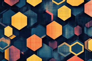 Poster - Graphic design featuring a colorful hexagon pattern on a dark background