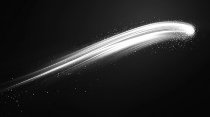Poster - Abstract glowing white light trail on black background.