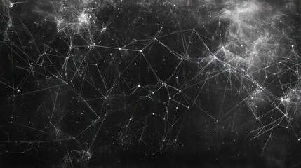 Aufkleber - Abstract grayscale network background with connected dots and lines, resembling constellations or neural network.