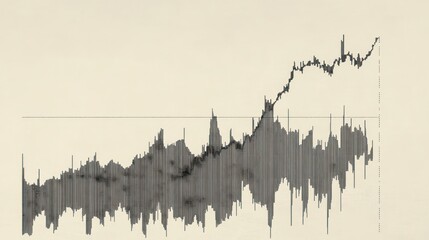 Poster - abstract grayscale stock market graph showing fluctuating data trends over time.