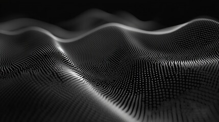 Leinwandbilder - Abstract grayscale wave pattern, digital rendering of flowing dots forming undulating surface.