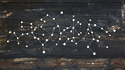Leinwandbilder - Abstract network connection concept on dark wooden background.