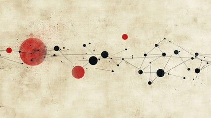 Leinwandbilder - Abstract network connection concept with red and black circles on grunge background.