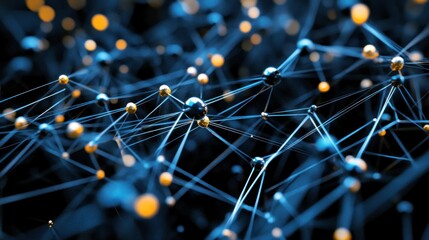 Aufkleber - Abstract network connection, nodes linked by lines, dark background.