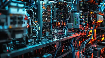 Poster - Intricate Close-Up of Electronic Circuit Board and Wiring System