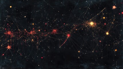 Aufkleber - Abstract network of interconnected nodes and lines, resembling a constellation or neural network.