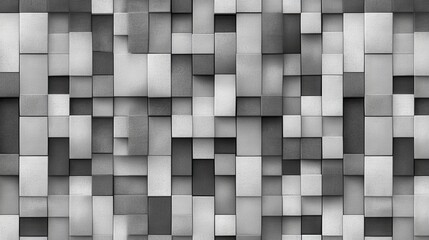 Poster - Abstract Gray and White Geometric Pattern with Textured Squares