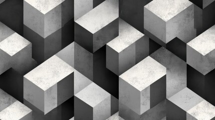 Poster - Abstract Geometric Shapes in Black and White Textures Design