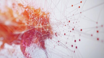 Aufkleber - Abstract network visualization with interconnected nodes and lines, creating a dynamic, flowing effect.