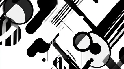 Poster - Abstract Geometric Illustration in Black and White for Creative Projects