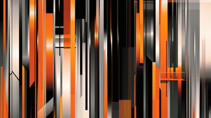 Poster - Abstract Lines of Black, White, and Orange in Modern Design Pattern