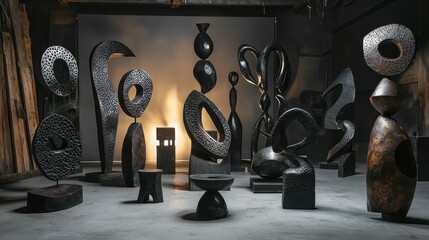 Poster - Abstract Sculptures Displayed in a Creative Artistic Installation