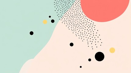 Poster - Abstract pastel background with geometric shapes and dots.