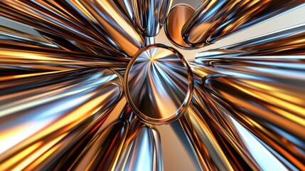 Poster - Abstract Colorful Tubes in Metallic Shades of Blue and Orange