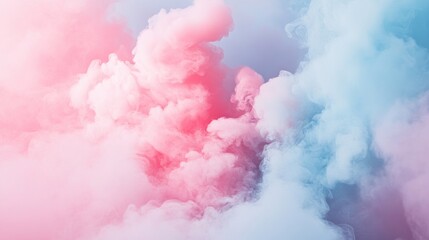 Poster - Abstract pastel pink and blue smoke clouds. (4)
