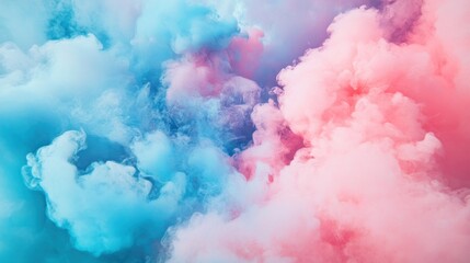 Poster - Abstract pastel pink and blue smoke clouds background.