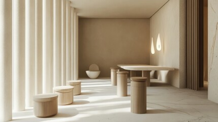 Poster - Modern Minimalist Interior with Natural Light and Wooden Elements