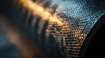 Poster - Close-up View of Metallic Texture with Reflective Light Patterns