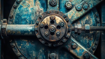 Poster - Aged Industrial Gear Mechanism with Rusty Metal Details and Texture