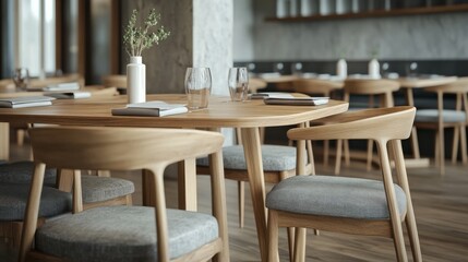 Poster - Modern Dining Area with Elegant Table and Wooden Chairs