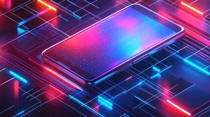 Aufkleber - Smartphone digital data network glow abstract background