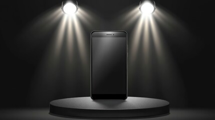 Poster - Smartphone spotlight stage presentation mockup