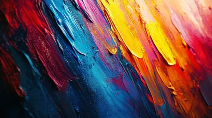 Poster - Vibrant Abstract Oil Painting with Bold Colors and Textured Layers