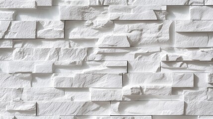 Poster - Textured White Stone Wall Panel with Natural Patterns and Depth