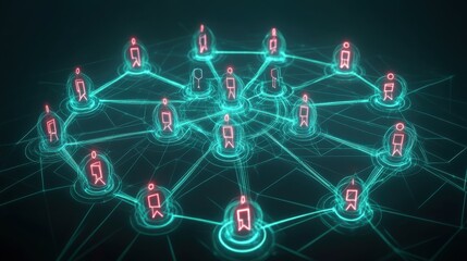 Poster - Digital Connection Network Visualization with Neon Elements