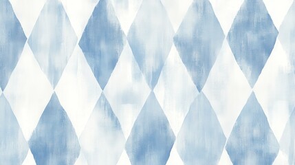 Poster - Blue and White Diamond Pattern with Soft Watercolor Effect