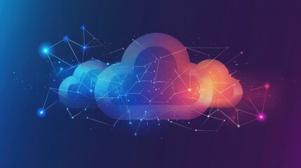 Poster - Colorful Abstract Cloud Technology with Digital Connections