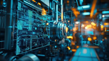 Poster - Futuristic Technology Background with Circuit Board and Neon Lights