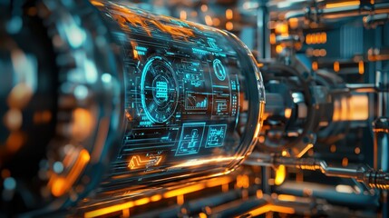 Poster - Futuristic Data Visualization Interface in High-Tech Environment
