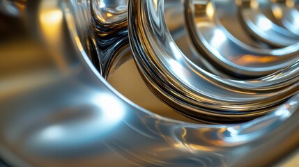 Poster - Close-Up of Polished Metal Surface in Abstract Twisted Design