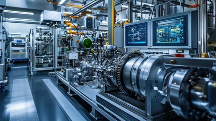 Poster - High-Tech Industrial Facility with Advanced Machinery and Control Panels