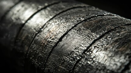 Poster - Close-Up of Textured Black Surface with Shiny Finish and Striations