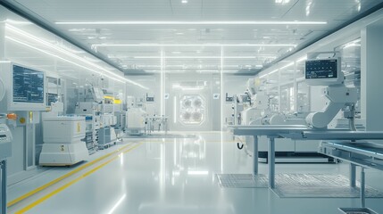 Poster - Modern Laboratory Interior with Advanced Equipment and Robotics